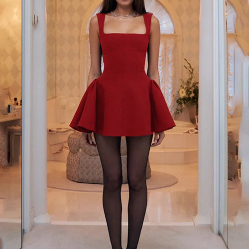 Load image into Gallery viewer, Elegant Sleeveless Mini Dress For Women Fashion Square Collar Backless A-line Tank Dress Femme Sexy Dresses New
