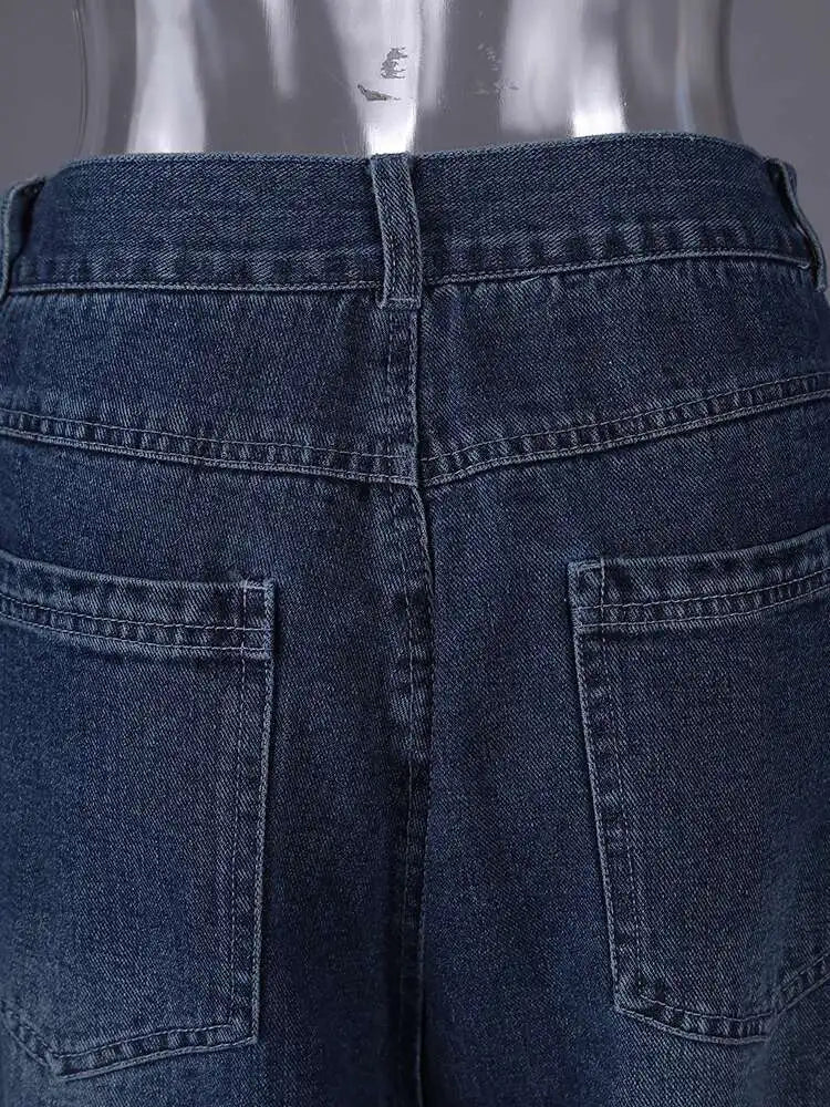 High Waist Blue Denim Vintage Long Casual Wide Leg Jeans New Women Trousers Fashion Tide Spring Autumn 2025 1LD1942