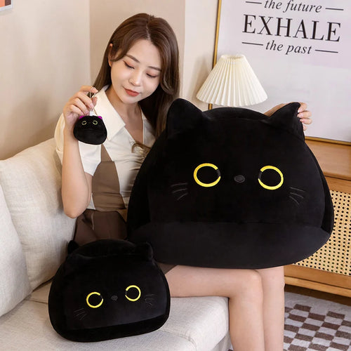 Load image into Gallery viewer, Cuddly Round Ball Cat Plush Pillow Toys Soft Stuffed Cartoon Animal Doll Black Cats Nap Cushion Christmas Birthday Gift For Kids
