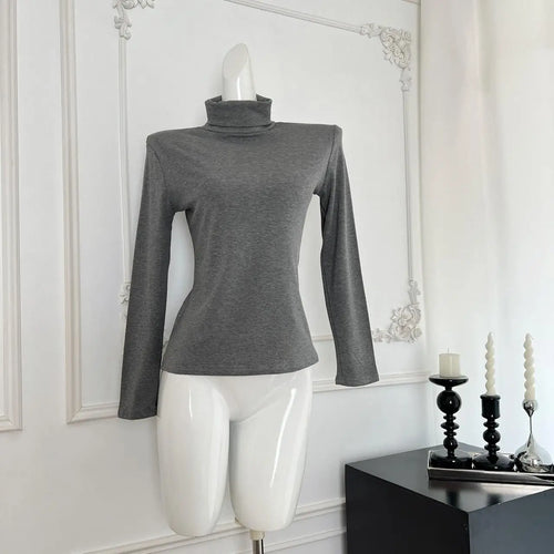 Load image into Gallery viewer, Black White Elegant Velvet Sweater Women Grey High Neck Long Sleeve Basic Knit Tops 2024 Autumn Winter Simplicity Versatile Chic

