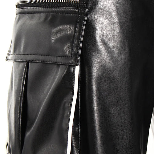 Load image into Gallery viewer, High Waist Black White Pu Leather Color-block Casual Pants New Trousers Women Fashion Tide Spring Autumn 2025 7AB4744
