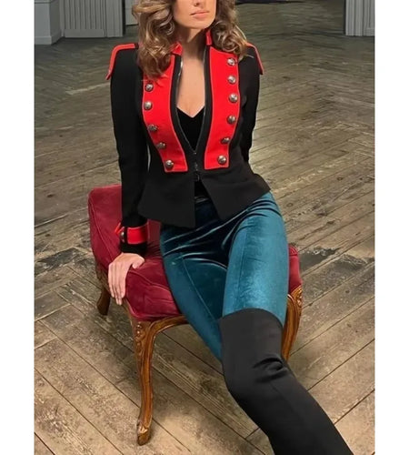 Autumn Winter British Shorts Jackets Woman 2024 Stand Collar Button-embellished Outerwears Coat clothes for women