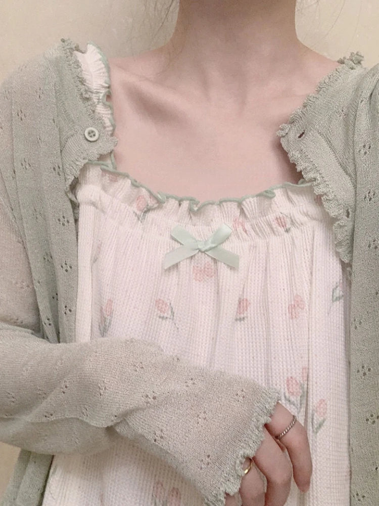 Women Summer Sun Protection Coat Lace Hollow Cardigan Lolita Female Blouse Tops Covers Blusa Y2K Korean All Match 2025