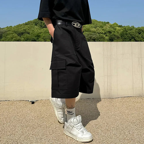 Load image into Gallery viewer, Korean Style Stereoscopic Eight-point Cargo Shorts Big Pocket Male Solid Color Men Casual Overalls Summer 9C5965
