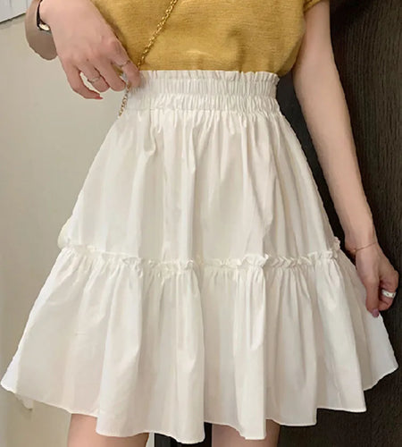 Kawaii Mini Skirts Women Cute Fungus Patchwork Fairycore High Waist Pleated Short Skirt Korean Fashion Preppy Style