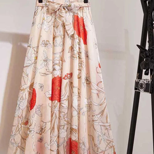 Load image into Gallery viewer, Long Skirt Women For 2024 Spring Summer Lady Korean Style White Black Chiffon Sun School High Waist Midi Skirt Female
