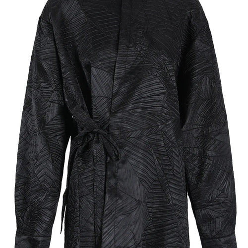 Load image into Gallery viewer, Women Black Pleated Bandage Big Size Blouse New Round Neck Long Sleeve Shirt Fashion Tide Spring Autumn 2025 CPG1142
