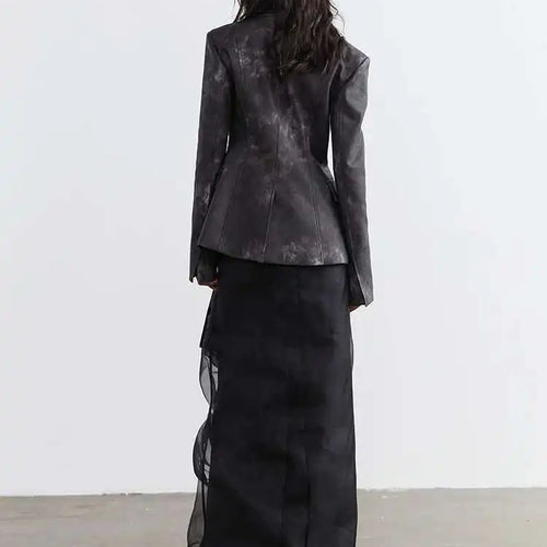 Load image into Gallery viewer, High Waist Black Pleated Mesh Irregular Long Elegant Half-body Skirt Women Fashion Tide New Spring Autumn 2025 1DH4715
