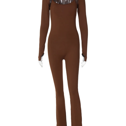 Load image into Gallery viewer, Fall Women 2 Piece Sets Solid Long Sleeve Sexy Crop Shawl Slips Wide Leg Jumpsuit Fashion Outfit Streetwear Vacation
