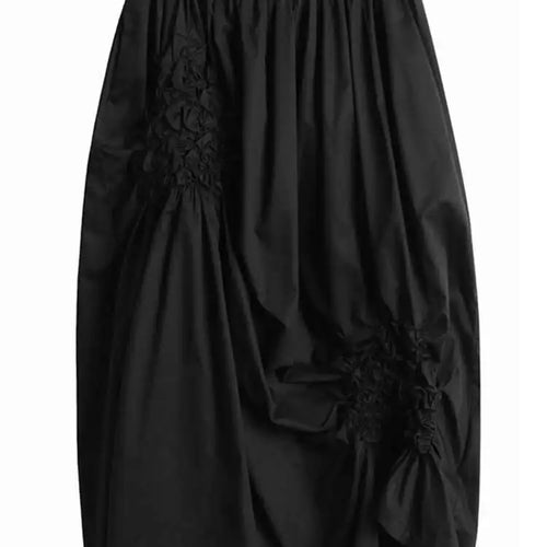 Load image into Gallery viewer, High Elastic Waist Black Irregular Pleated Design Casual Half-body Skirt Women Fashion Tide New Spring Autumn 2025 1DH5018
