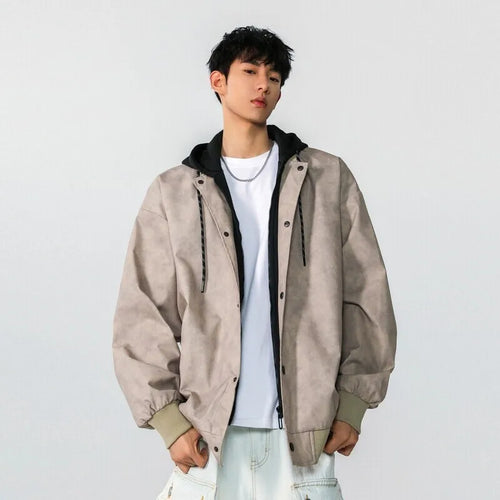 Load image into Gallery viewer, Men's Hooded Jacket Spring New American Fake Two-piece Patchwork Multip Pocket Trendy High Street Menwear 2025 9W1275
