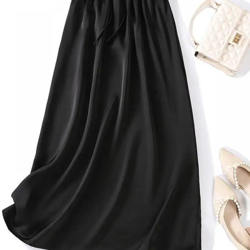 Load image into Gallery viewer, Summer Solid Casual High Waist Long Skirt Women&#39;s Korean Fashion Drawstring Lace-up Holiday Skirts 2024 Simplicity Popular Trend
