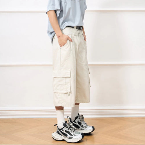 Load image into Gallery viewer, Men's Cargo Shorts American Style High Street Multi Pockets Design Niche Solid Color Straight Leg Male Bottoms 9W2033
