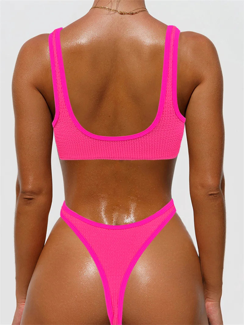 Bandeu Bikini 2025 Sexy Thong Swimwear Women Brazilian Swimsuit Two Pieces Biquini Bandage Bathing Suit