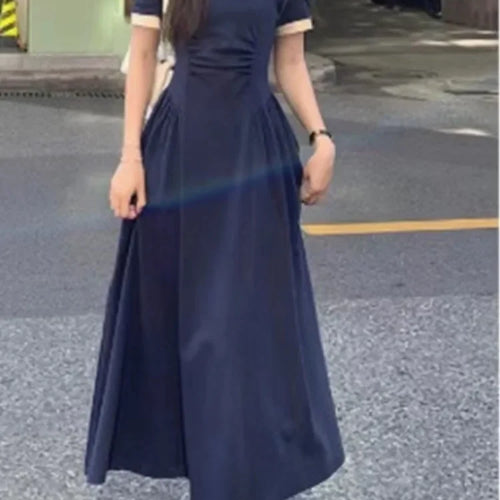 Load image into Gallery viewer, Preppy Style School Student Dress Women Sweet Vintage College Polo Long Dresses Autumn Korean Fashion New in Kpop
