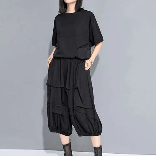 Load image into Gallery viewer, High Elastic Waist Black Pockets Wide Leg Calf-Length Pants New Trousers Women Fashion Tide Spring Autumn 2025 1DH9951
