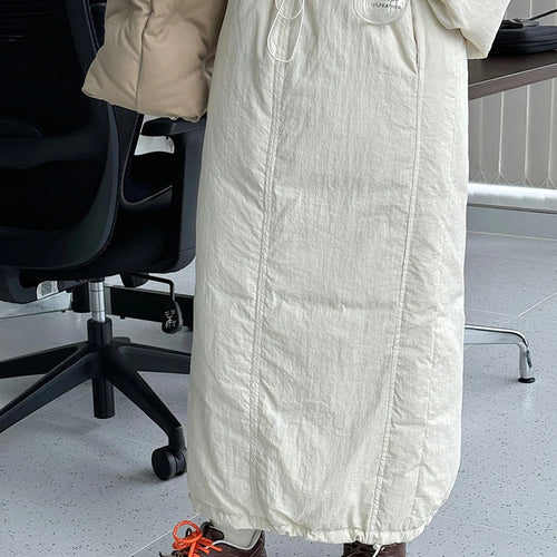 Load image into Gallery viewer, High Waist Beige Drawstring Shaped Warm Duck Down Half-body Skirt Women Fashion Tide New Autumn Winter 2025 1DH7468
