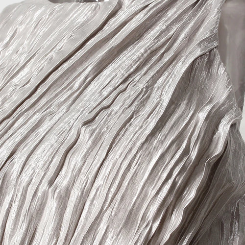 Load image into Gallery viewer, Women Silver Gray Textured Pleated Ruffles Vest Dress New Round Neck Sleeveless Fashion Tide Spring Summer 2025 7AB9278
