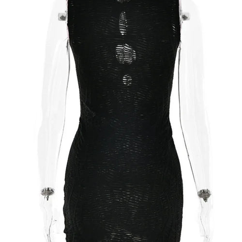 Load image into Gallery viewer, Hollow Out Sleeveless Sexy Mini Dress Women Robe Fashion Summer New Metal Ring Skinny Tank Dress Female Club Dresses
