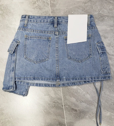 Minimalist Patchwork Pocket Skirts For Women High Waist A Line Mini Temperament Skirt Female Fashion Clothing