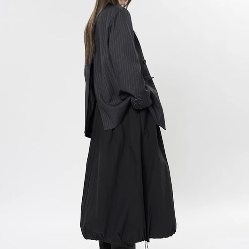 Load image into Gallery viewer, Women Black Gray Striped Back Zipper Slit Big Size Blazer New Lapel Long Sleeve Jacket Fashion Spring Autumn 2025 1DH9499
