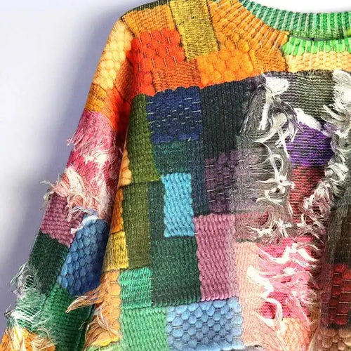 Load image into Gallery viewer, Orange Tassels Big Size Knitting Sweater Round Neck Long Sleeve Women Pullovers New Fashion Spring Autumn 2025 1DH8490
