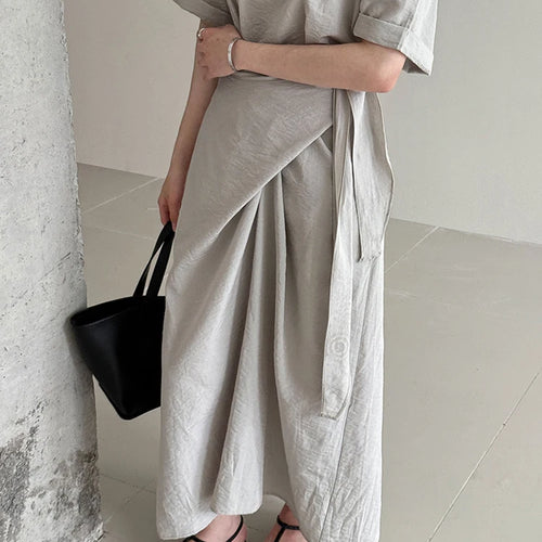Load image into Gallery viewer, Women Navy Blue Cross Bandage Big Size Elegant Midi Dress New Round Neck Short Sleeve Fashion Spring Summer 2025 1DJ1359
