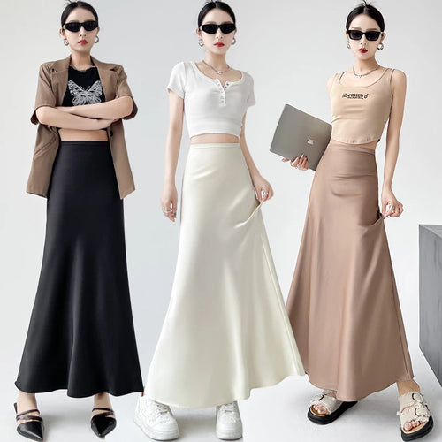 Load image into Gallery viewer, Women's Black Beige Elegant Office Wrap Hip Long Skirt Spring Summer Fashion Casual Brown Slim High Waist Festival Skirts Simple
