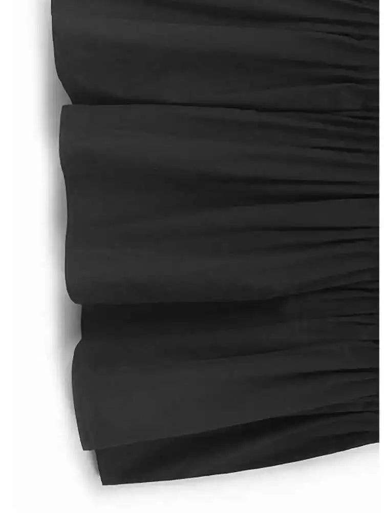 Women Black Pleated Hem Elegant Big Size Midi Vest Dress New V-Neck Sleeveless Fashion Tide Spring Autumn 2025 1DH9964