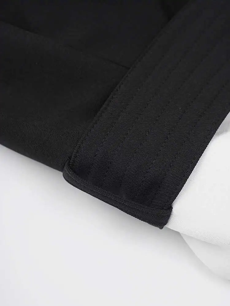 Women Black Double Breasted Color-block Mini Blazer Dress New Lapel Long Sleeve Fashion Tide Spring Autumn 2025 CPDB254