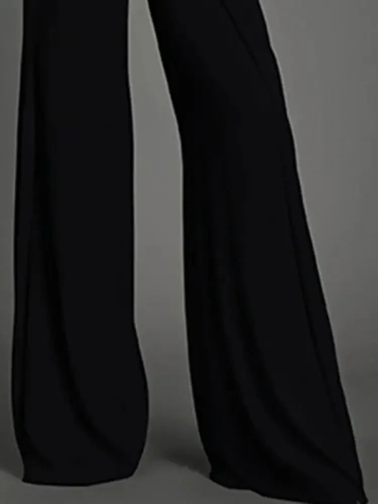 Women's Black Business Pants Spring Summer High-Waisted Flared Casual Trousers Urban Office Lady Pant