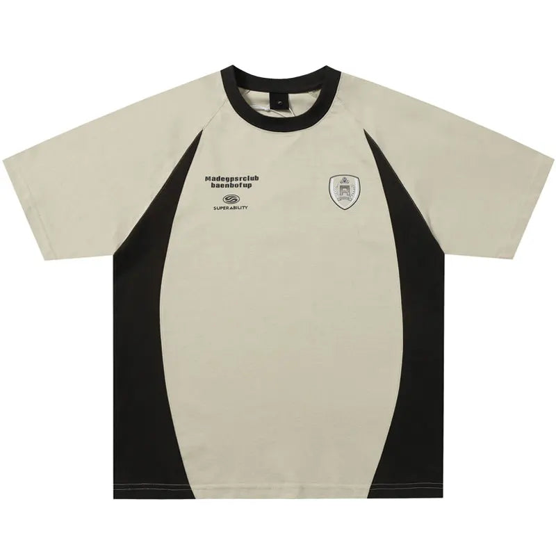 Vintage Tshirt Y2K Graphic Printed Patchwork Racing Sports Streetwear T-Shirts Hip Hop Harajuku Casual Baggy Cotton Tops Tee