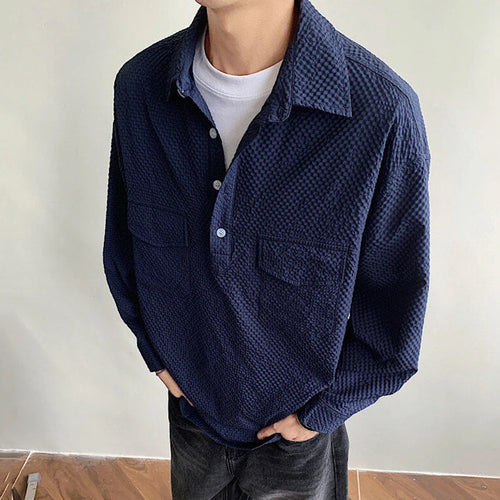 Load image into Gallery viewer, Men&#39;s Fashion T-shirt New Spring Turn-down Collar Handsome Single Breasted Solid Color Casual Male T-shirts 2025 9W1399
