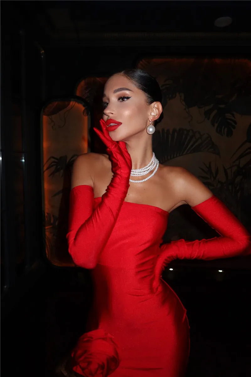 Strapless Backless Sexy Maxi Dress For Women Fashion Off-shoulder Sleeveless Floral High Split Evening Party Long Dress