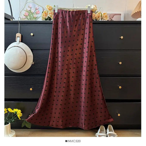 Load image into Gallery viewer, Spring Summer French Polka Dot Elegant Sexy Club A-line Long Skirt Women High Waist Vacation Slim Wrap Hip Fishtail Skirt 2025
