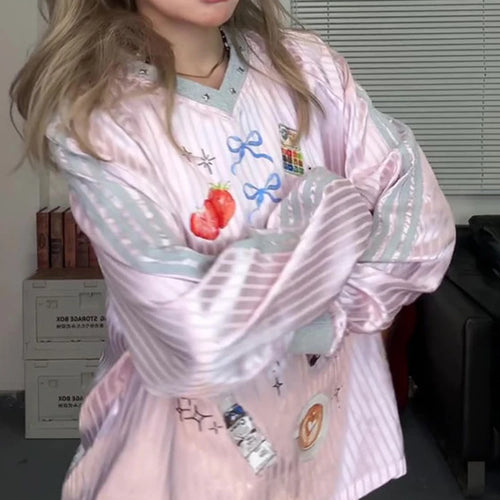 Load image into Gallery viewer, Oversized Printing Grunge T-shirt Women Y2k Aesthetics Rivet  Casual Tops Harajuku Fairycore 00s E-girl Cute Tshirt Fairy Tees
