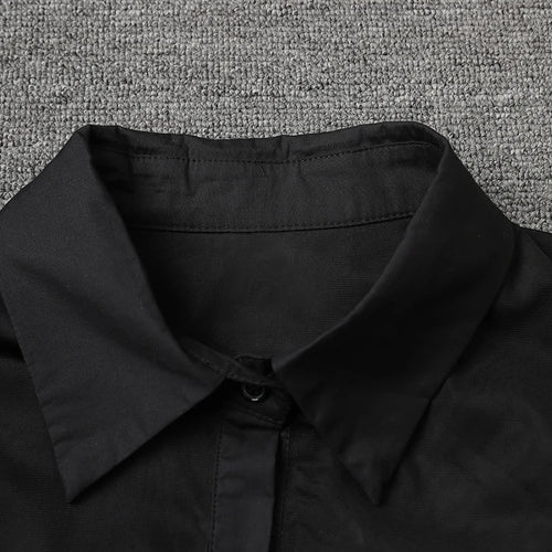 Load image into Gallery viewer, Women Black Layers Mesh Big Size Midi Vest Shirt Dress New Lapel Sleeveless Fashion Tide Spring Summer 2025 1DH9472
