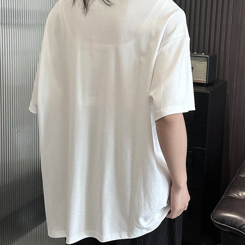 Load image into Gallery viewer, Women White Hem Irregular Spliced Big Size Casual T-shirt New Round Neck Short Sleeve Fashion Spring Summer 2025 1DH5508
