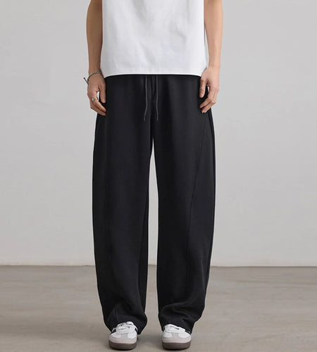 Men's Sweatpants New Threedimensional Cut Curved Knife Pants Elastic Waist Straight Leg Trendy Male Causal Bottoms 9W1904