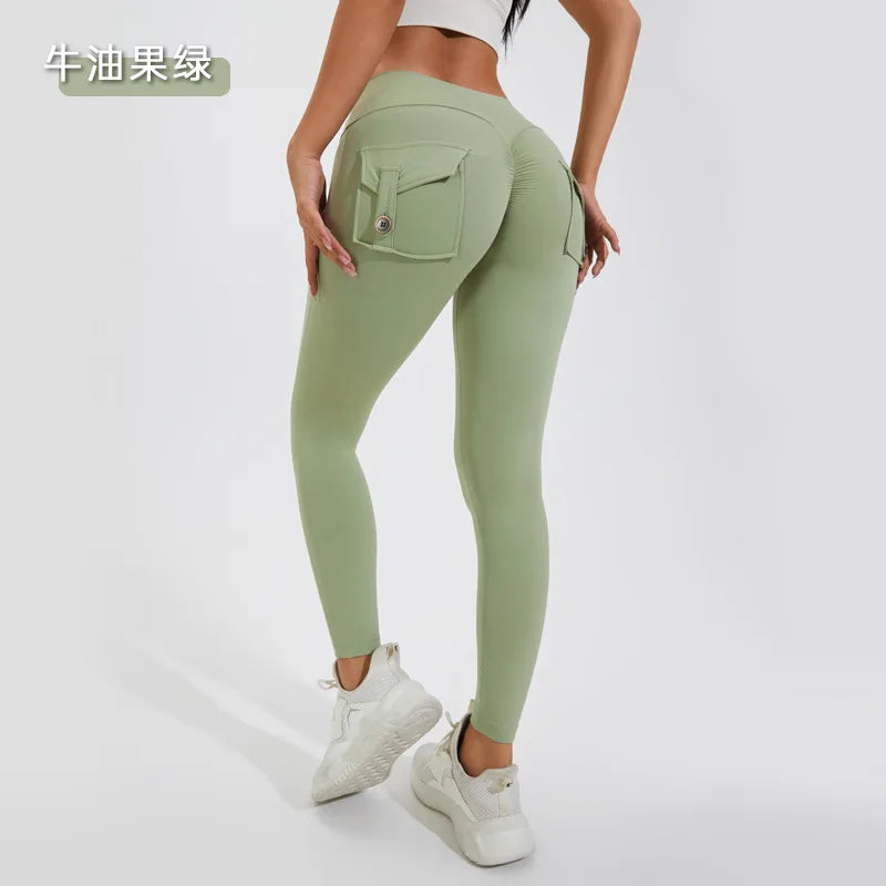 S-XL Nylon Women Scrunch Button Booty Sports Yoga Shorts Cycling Jogging Fitness High Waist Squat Proof Gym Active Leggings
