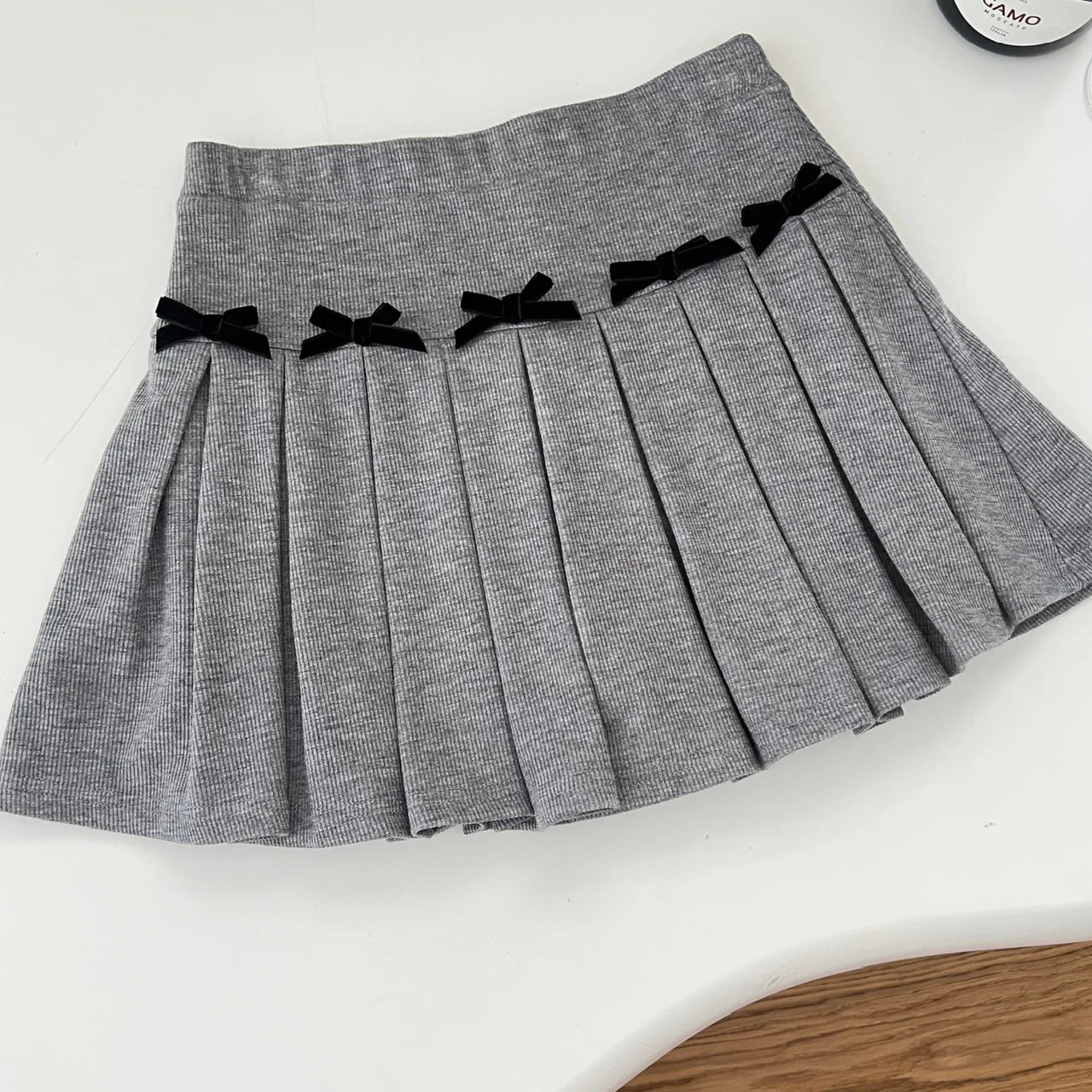 Women Gray Off Shoulder Long Sleeve Split Knit Sweater Tops And High Waist Pleated Short Skirt 2024 Autumn Winter Two Piece Set