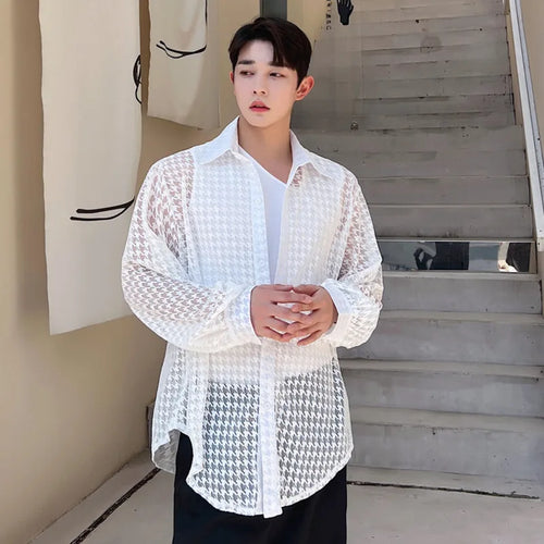 Load image into Gallery viewer, Plaid Men's Shirts Summer New Trendy Single Breasted Style Loose Sunscreen Long Sleeve Male Shirt Korean Men Top 9A3240
