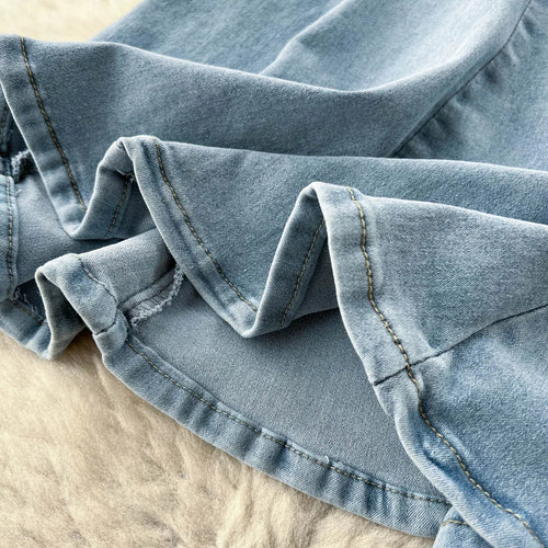 Load image into Gallery viewer, 2023 New Women Black Denim Split Long Skirts Autumn High Wasit Blue Mermaid Jeans Skirt Female A-line Ruffled Fishtail Skirt Y2k
