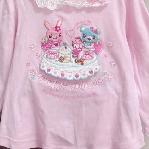 Load image into Gallery viewer, Japanese Cartoon Embroidery T-shirt Women Sweet Y2k Aesthetic Lace Patchwork Tops Girls Harajuku Grunge Kawaii Cute Bow Tees
