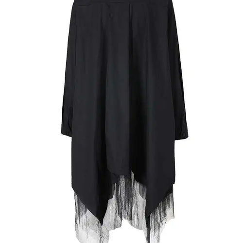 Load image into Gallery viewer, Women Black Irregular Hem Big Size Shirt Dress New Lapel Long Sleeve Loose Fit Fashion Tide Spring Autumn 2025 1DE2485
