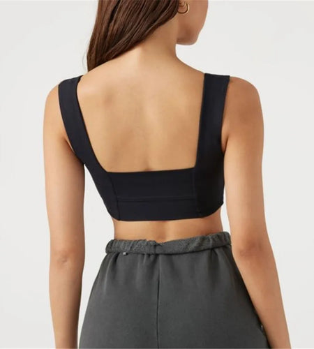 Pad Stretchy Nylon Width Strap Yoga Underwear Curved Hem Fitness Top Quick Dry Light Support Pilates Sport Bra