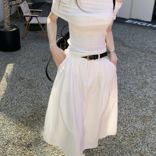 Load image into Gallery viewer, Slash Neck Short Sleeve Y2k Aesthetic T-Shirts Women Chic Off Shoulder Slim Tshirts Summer Fashion Casual Bottoming Tee Shirts
