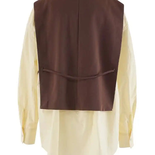 Load image into Gallery viewer, Women Yellow Color-block Big Size Elegant Blouse New Lapel Long Sleeve Shirt Fashion Tide Spring Autumn 2025 CPG1947
