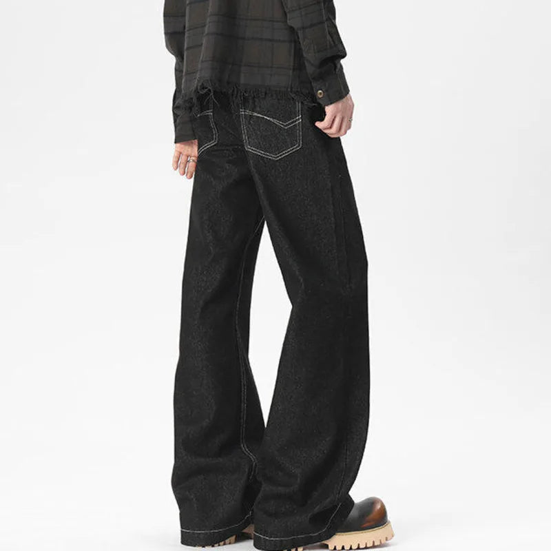 Men's Baggy New American High Steet Solid Color Decoration Straight Leg Trousers Spring Casual Male Trendy 2025 9W1539