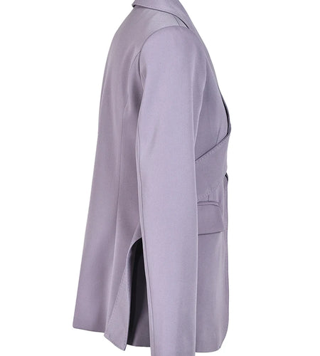 Women Purple Irregular Belted Elegant Blazer New Lapel Long Sleeve Jacket Fashion Tide Spring Autumn 2025 25X2149